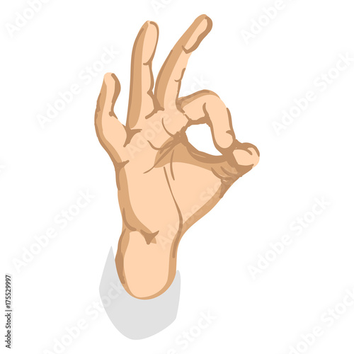 Realistic OKAY hand gesture icon graphic