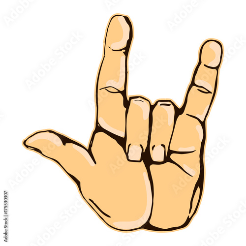 Realistic rock n roll hand gesture icon graphic