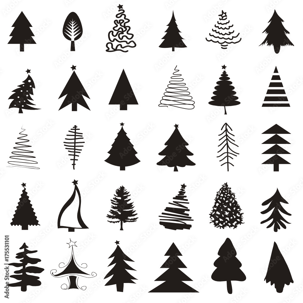 Fototapeta premium Christmas tree icon set