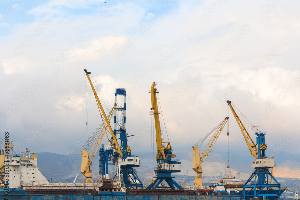Harbor cranes in the sea port