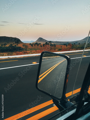 Driving Through Stunning National Park Landscape (Chapada dos Veadeiros, Brazil) photo