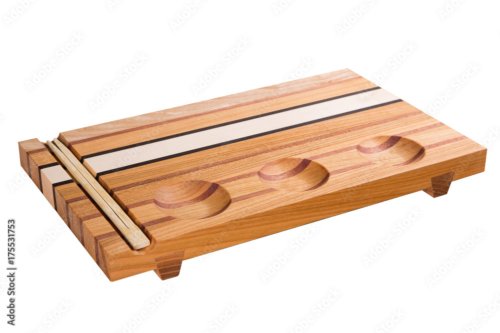 wooden sushi stand stands diagonally
