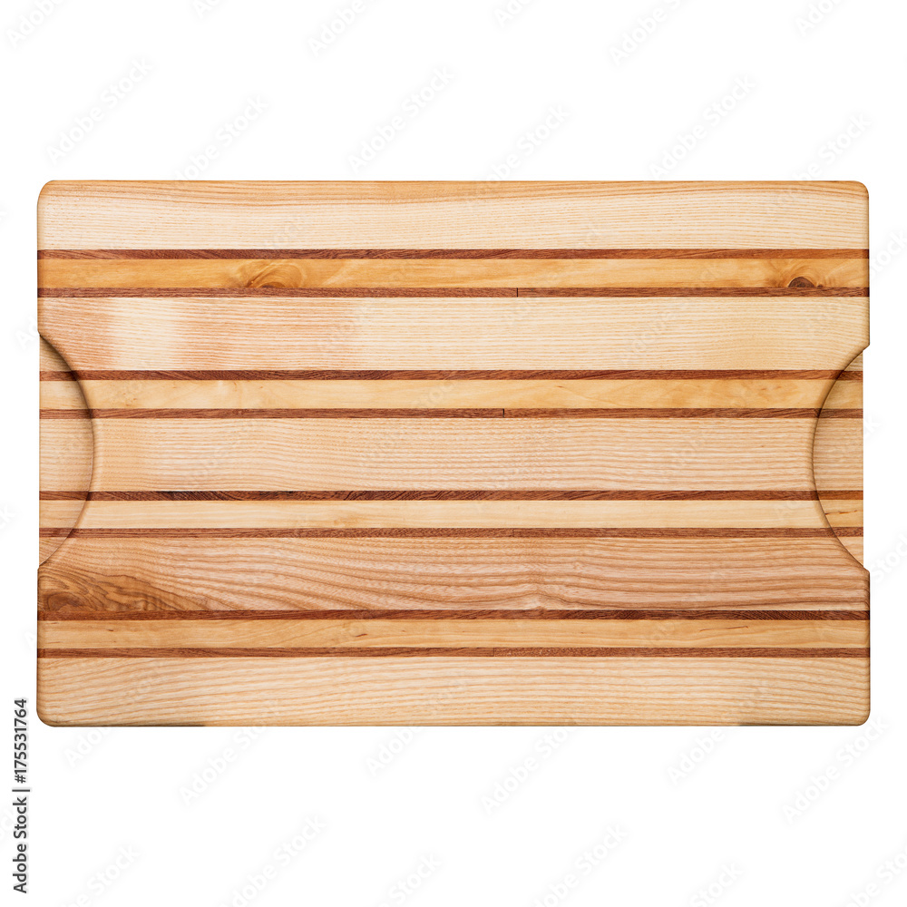 wooden cutting board on white background