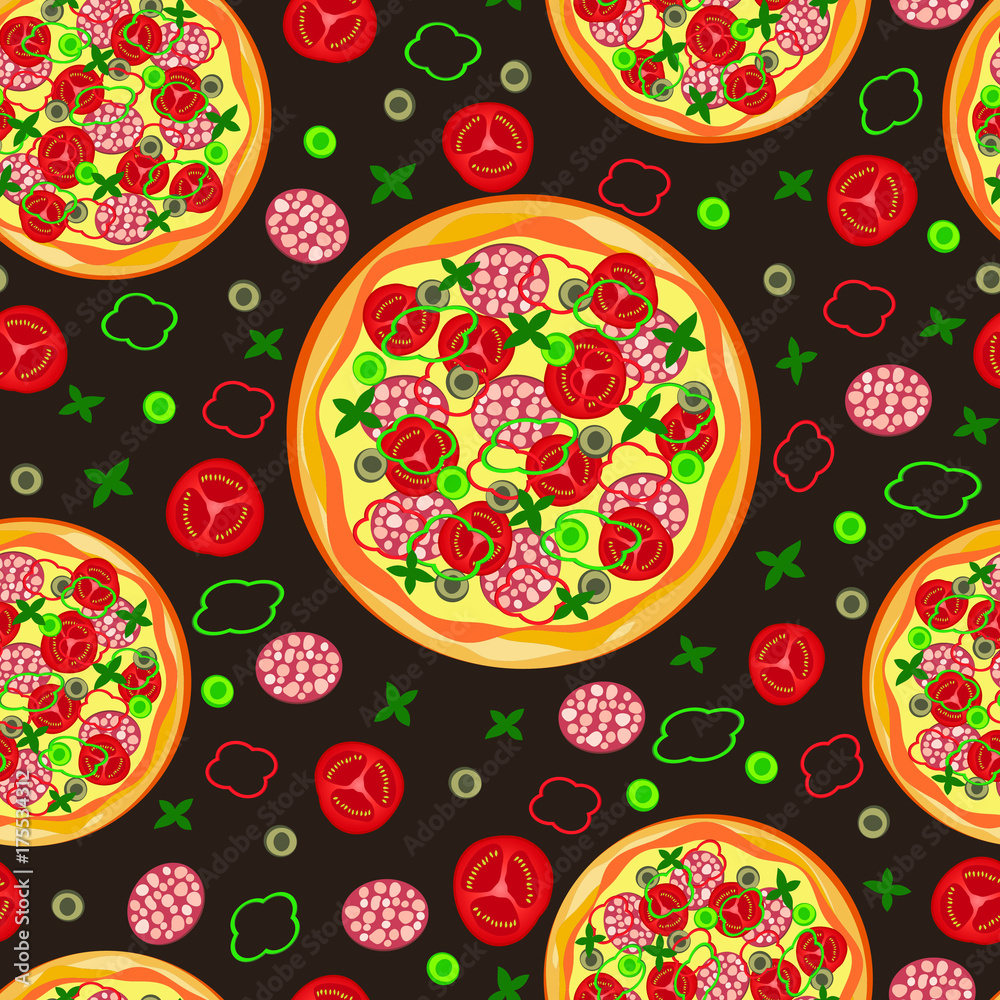 Seamless pattern with pizza. Seamless pattern with pizza.