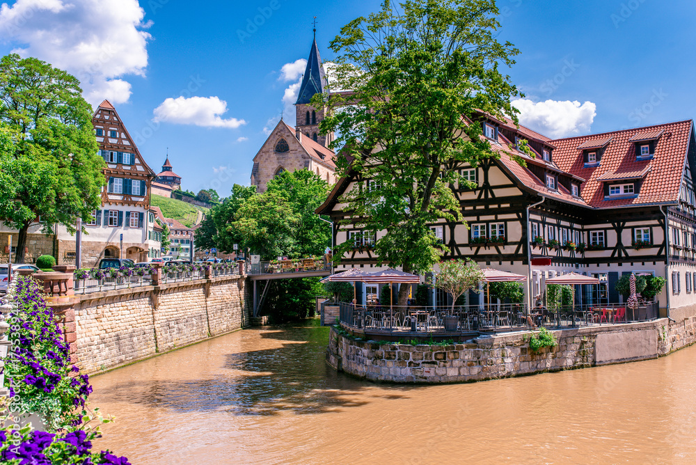 Historical houses in city center of Esslingen am Neckar, Germany