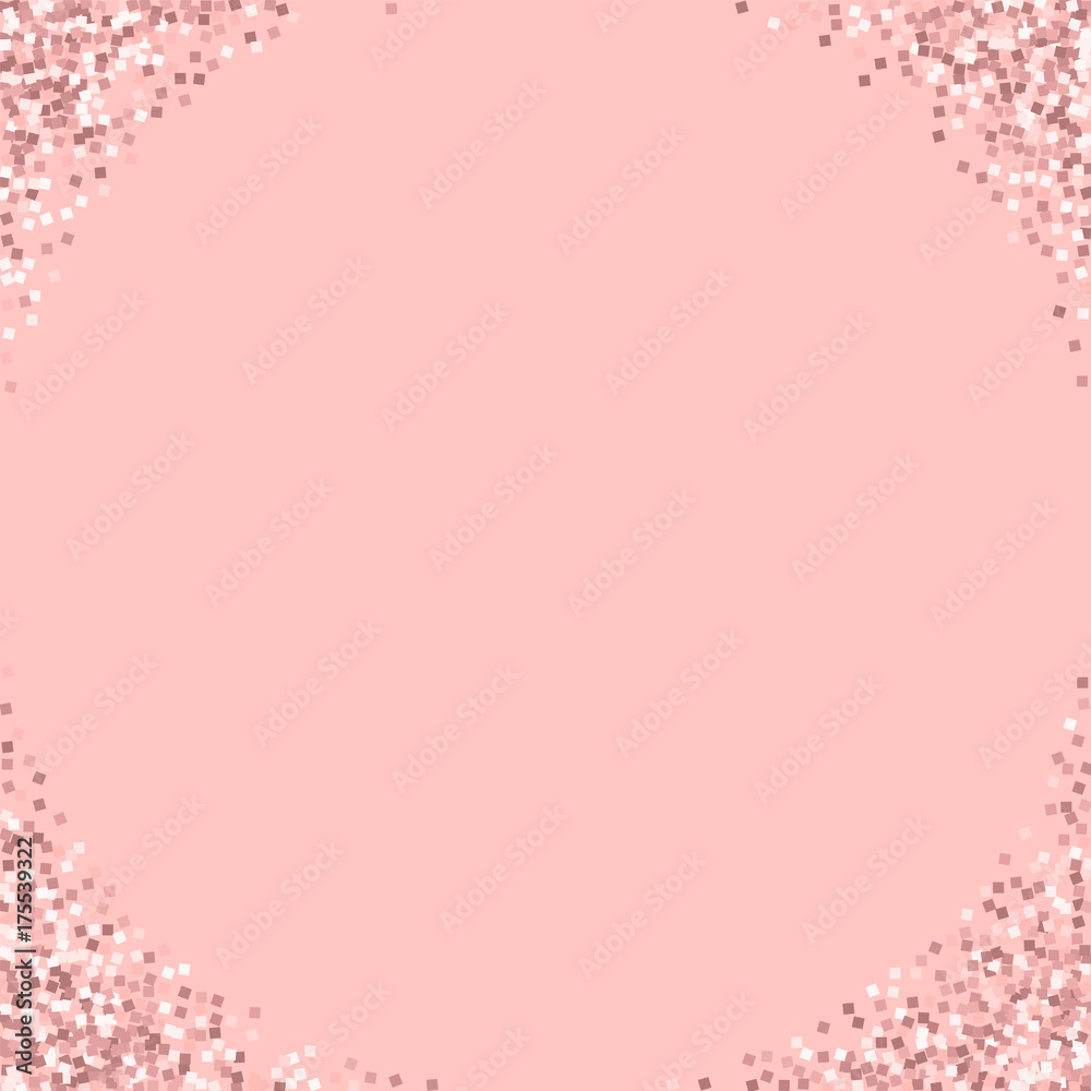 Pink gold glitter. Corners with pink gold glitter on pink background. Stunning Vector illustration. Pink gold glitter. Corners with pink gold glitter on pink background. Stunning Vector illustration.