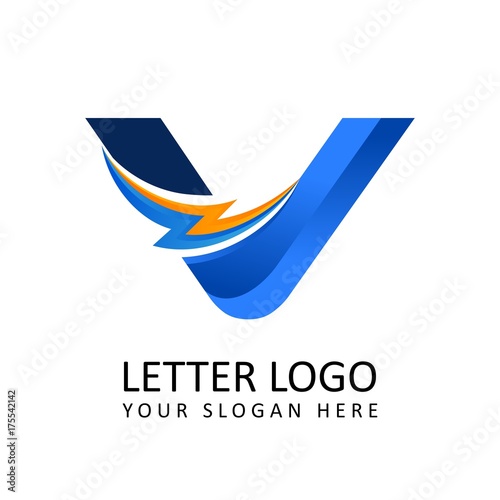 Letter v ELECTRICAL Alphabet Logo