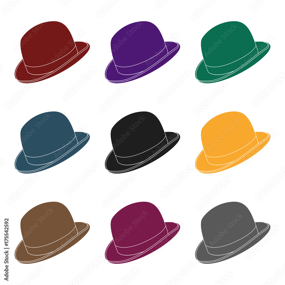 Bowler hat icon in black style isolated on white background. Hipster style symbol stock vector illustration.