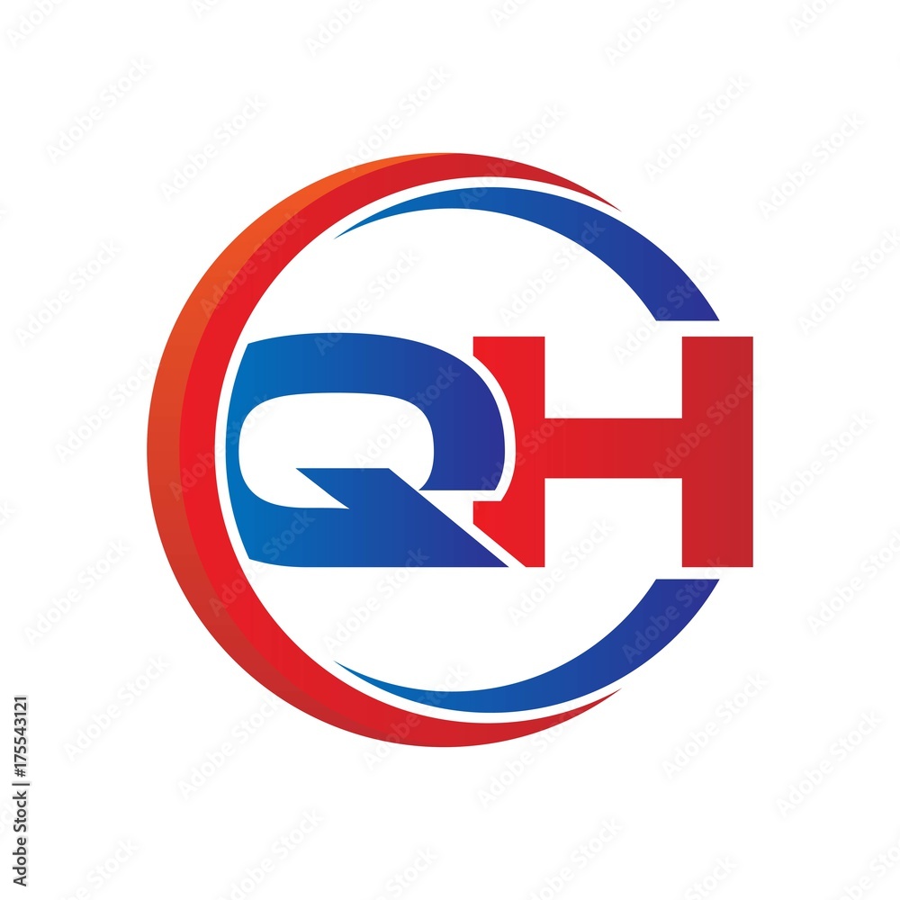 qh logo vector modern initial swoosh circle blue and red Stock ...