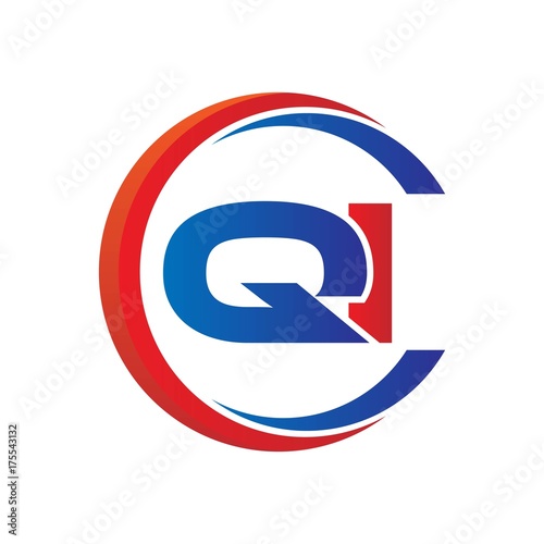 qi logo vector modern initial swoosh circle blue and red