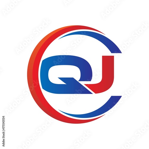 Free Download qj logo vector modern initial swoosh circle blue and red - GFXLoad