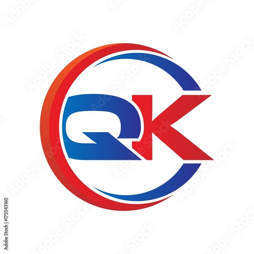 Free Download qk logo vector modern initial swoosh circle blue and red - GFXLoad