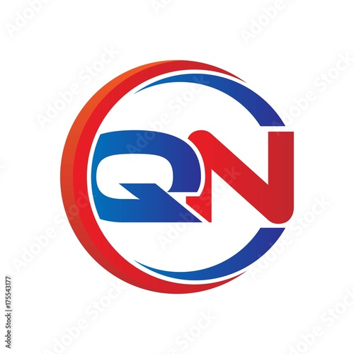 Free Download qn logo vector modern initial swoosh circle blue and red - GFXLoad