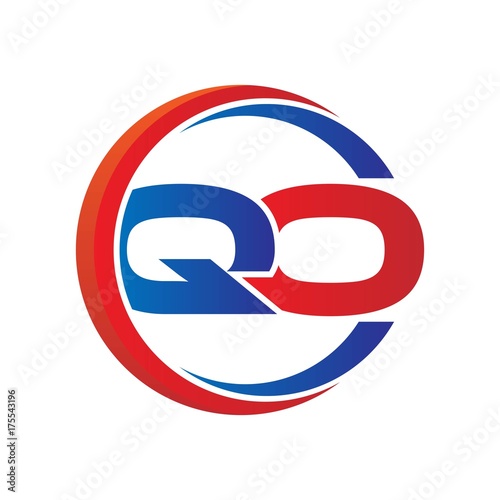 Free Download qo logo vector modern initial swoosh circle blue and red - GFXLoad