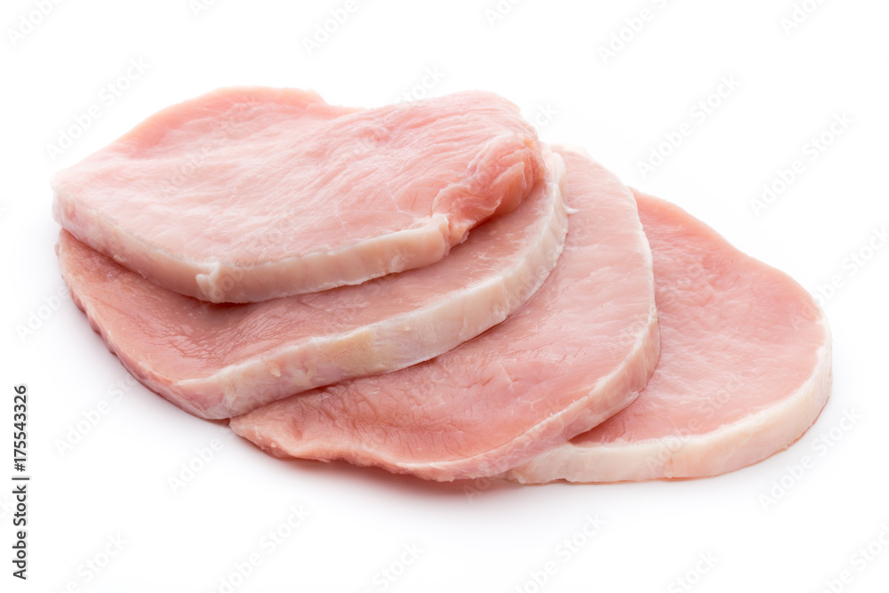 Fresh raw beef steak isolated on white background, top view. Fresh raw beef steak isolated on white background, top view.