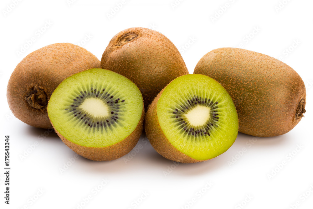 Kiwi fruit and sliced isolated on white background. Kiwi fruit and sliced isolated on white background.