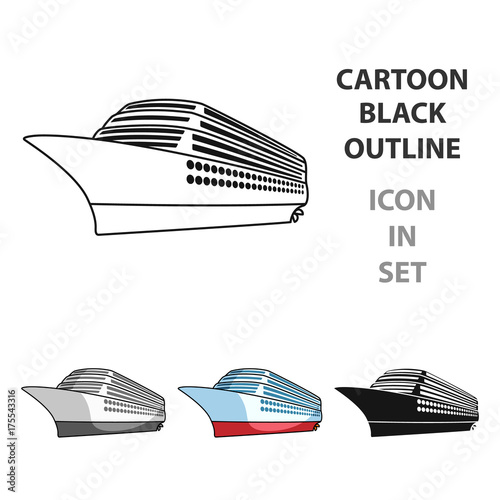 A huge cruise liner.Vehicle for travelling over long distances to a huge number of people.Ship and water transport single icon in cartoon style vector symbol stock illustration.