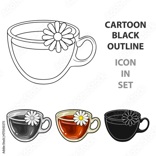 Glass mug with tea useful.Vegetarian therapeutic chamomile tea.Vegetarian Dishes single icon in cartoon style vector symbol stock illustration.