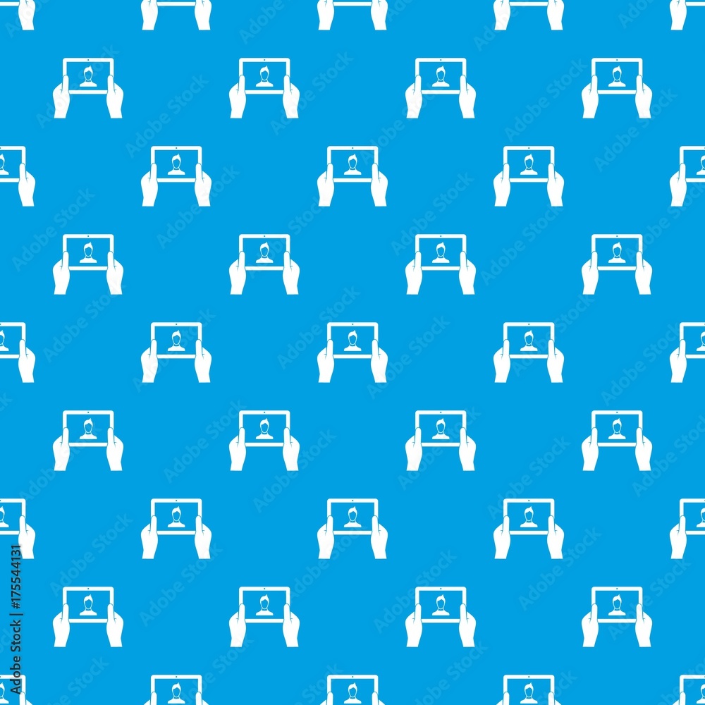 Hands holding tablet pattern seamless blue Hands holding tablet pattern seamless blue