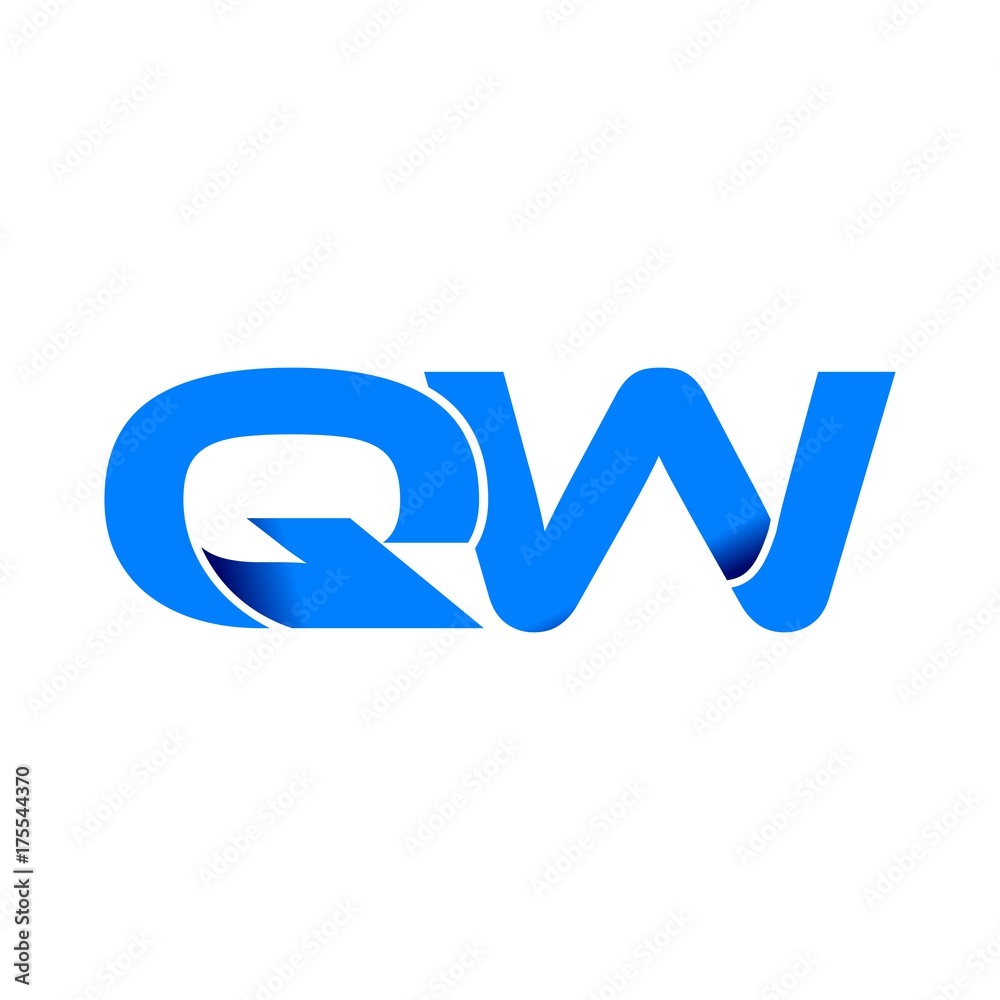 qw logo initial logo vector modern blue fold style qw logo initial logo vector modern blue fold style