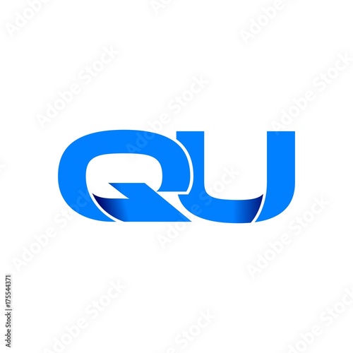 qu logo initial logo vector modern blue fold style