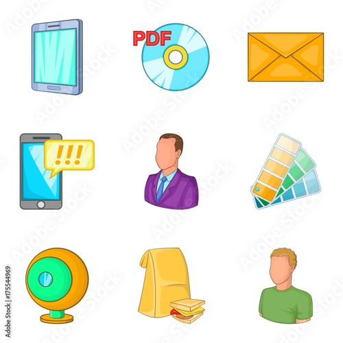 Design engineer icons set, cartoon style