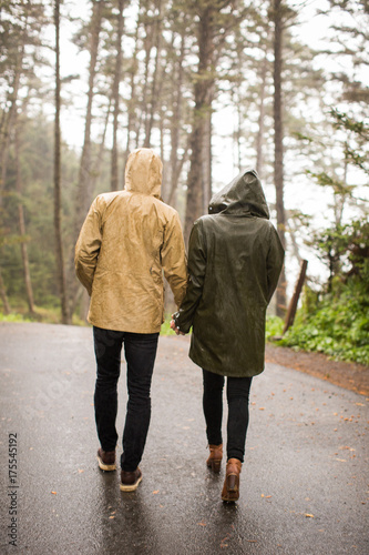Couple Romantic Walking in the Rain © Char Beck