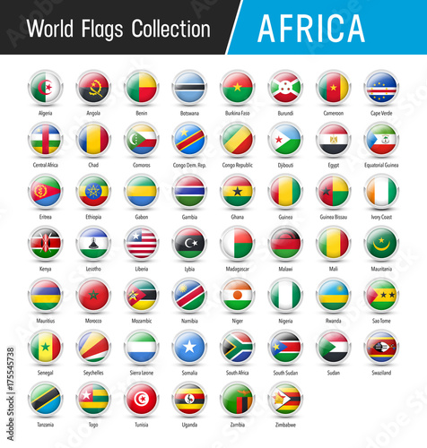 Set of African flags - Vector round icons