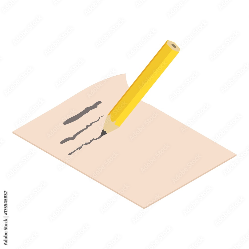 Write pencil icon, isometric 3d style Write pencil icon, isometric 3d style