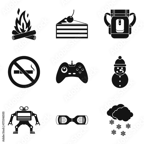Modern children icons set, simple style