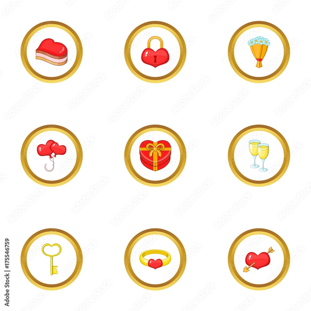 Gift icons set, cartoon style Gift icons set, cartoon style