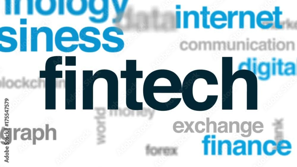 Fintech animated word cloud, text design animation. Fintech animated word cloud, text design animation.