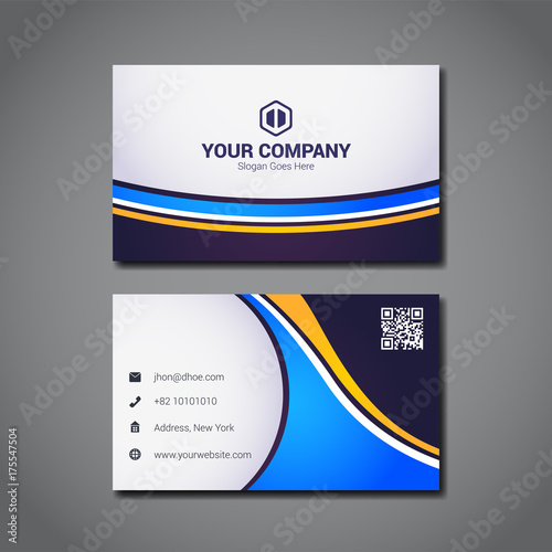 Simple business card design template with company logo placeholder