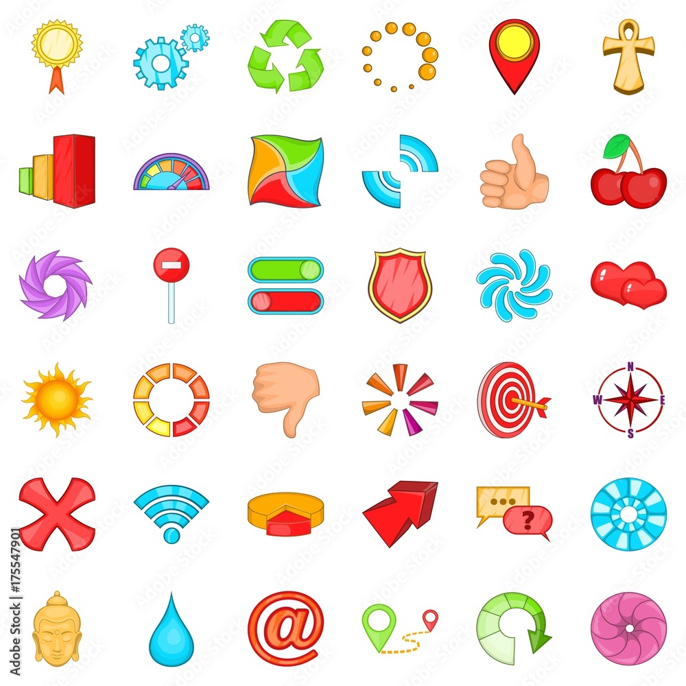 Computer graphic icons set, cartoon style Computer graphic icons set, cartoon style