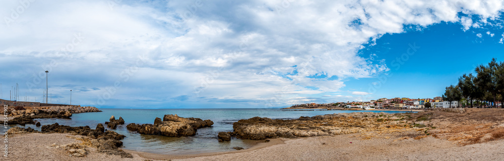 View of the beach inside the city of Porto Torres