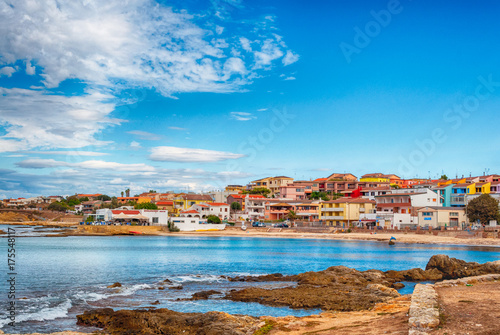 Fototapeta Naklejka Na Ścianę i Meble -  View of the beach inside the city of Porto Torres