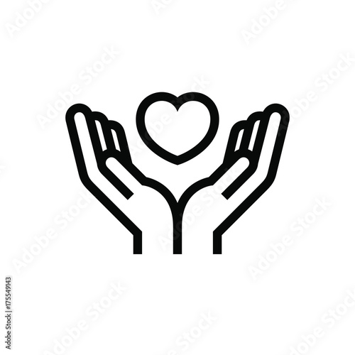 Charity Volunteer Collaboration Heart Love Hands Icon Logo