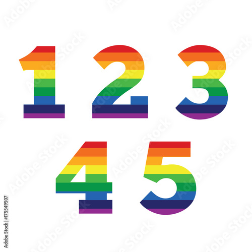 Rainbow numbers set with stripes - gay pride