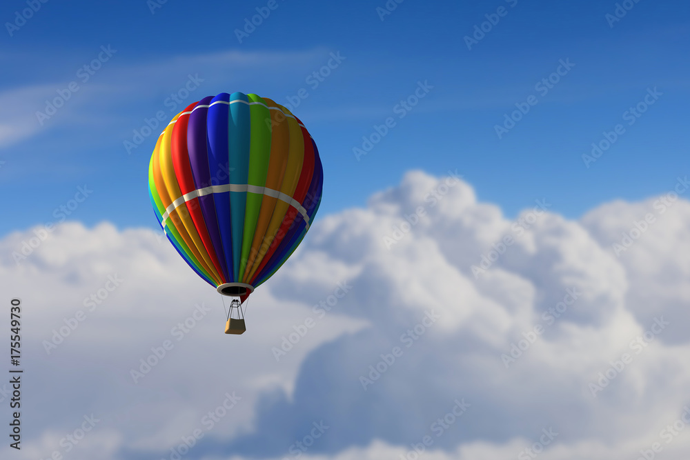 Aerostat floating in day sky. Mixed media Aerostat floating in day sky. Mixed media