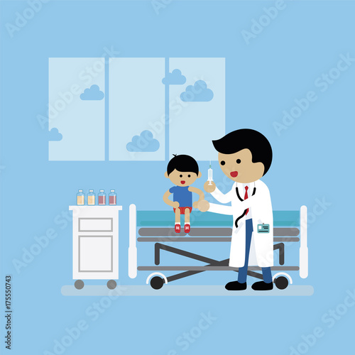 Doctor character doing vaccination