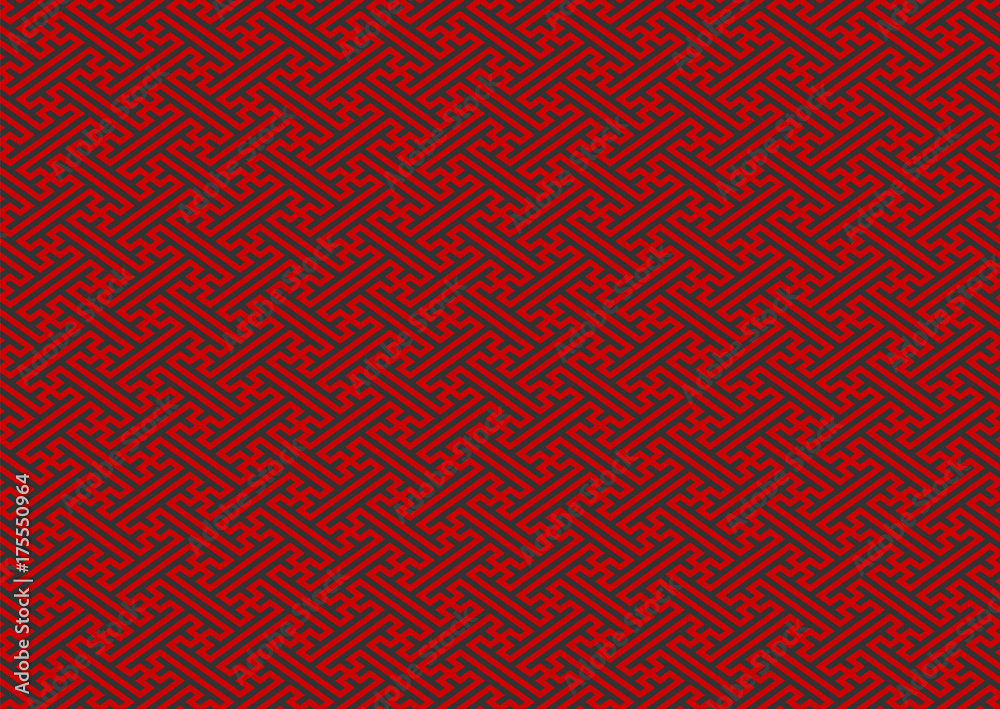 Vector Background, Japan Style #Geometric Sayagata monyo pattern_Red