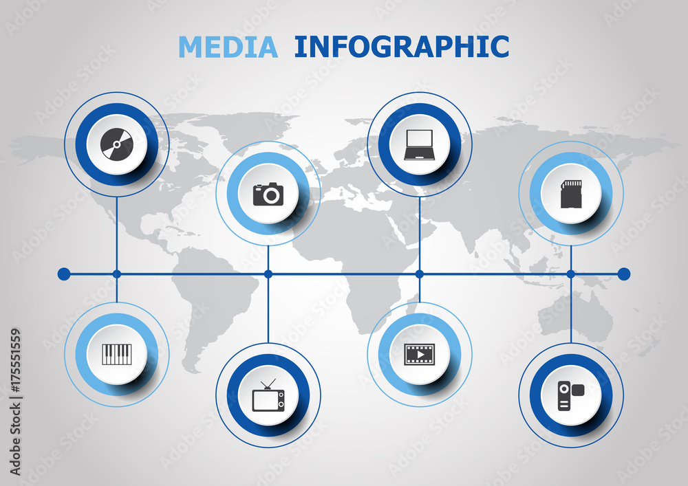 Obraz premium Infographic design with media icons