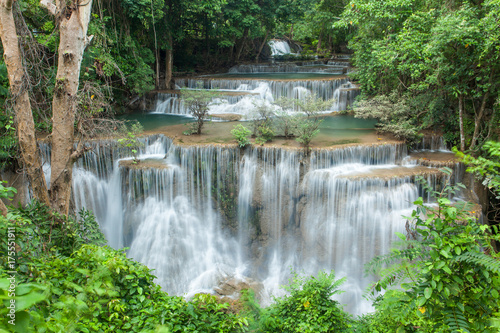 Huai Mae Khamin Waterfall in Kanchanaburi  Thailand