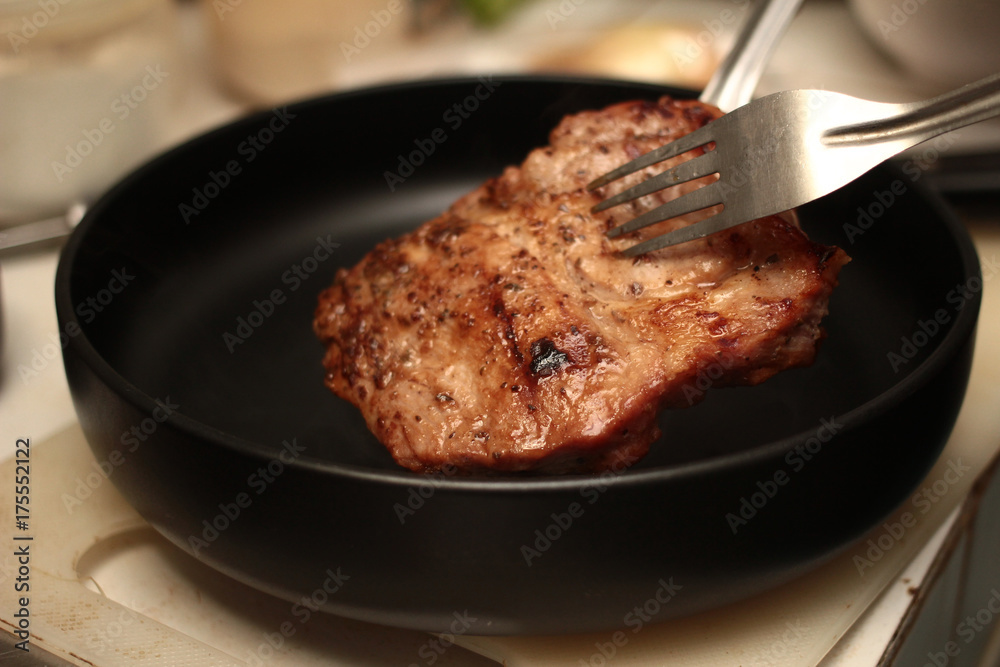 Home made ,Ready served of pork steak. Home made ,Ready served of pork steak.