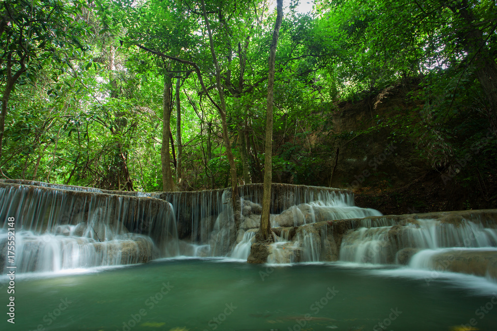 Huai Mae Khamin Waterfall in Kanchanaburi, Thailand