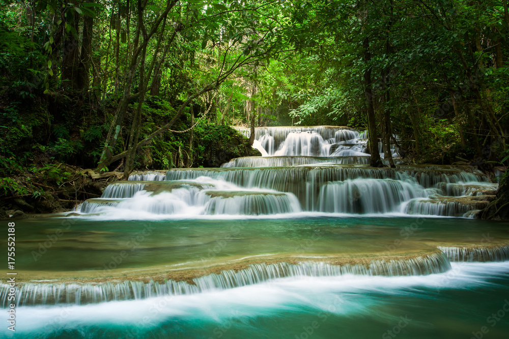 Huai Mae Khamin Waterfall in Kanchanaburi, Thailand