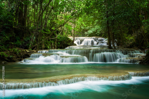 Huai Mae Khamin Waterfall in Kanchanaburi, Thailand photo