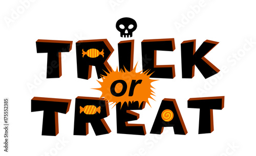 Trick or treat lettering. Vector illustration, isolated on white background
