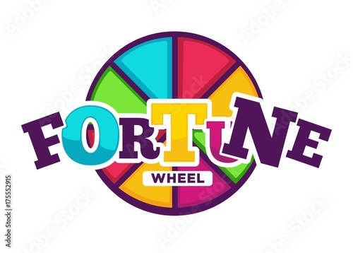 Bright fortune wheel made of colorful segments emblem