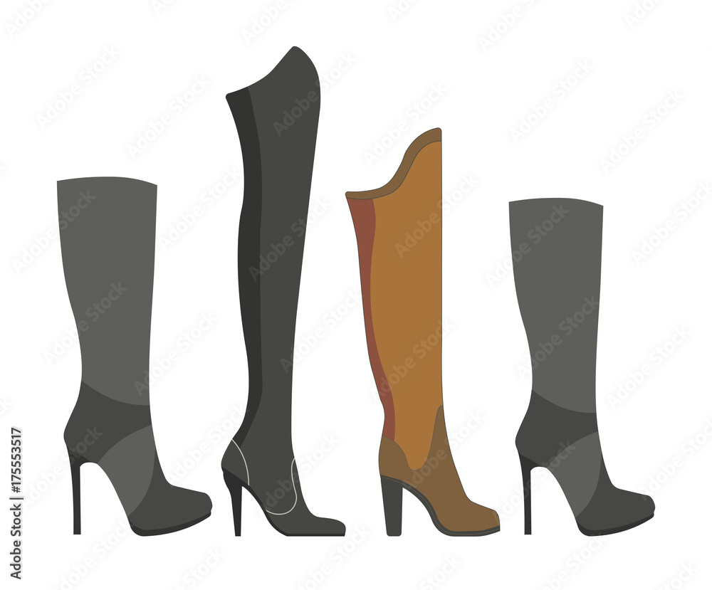 Womens leather and suede boots on high heels Womens leather and suede boots on high heels